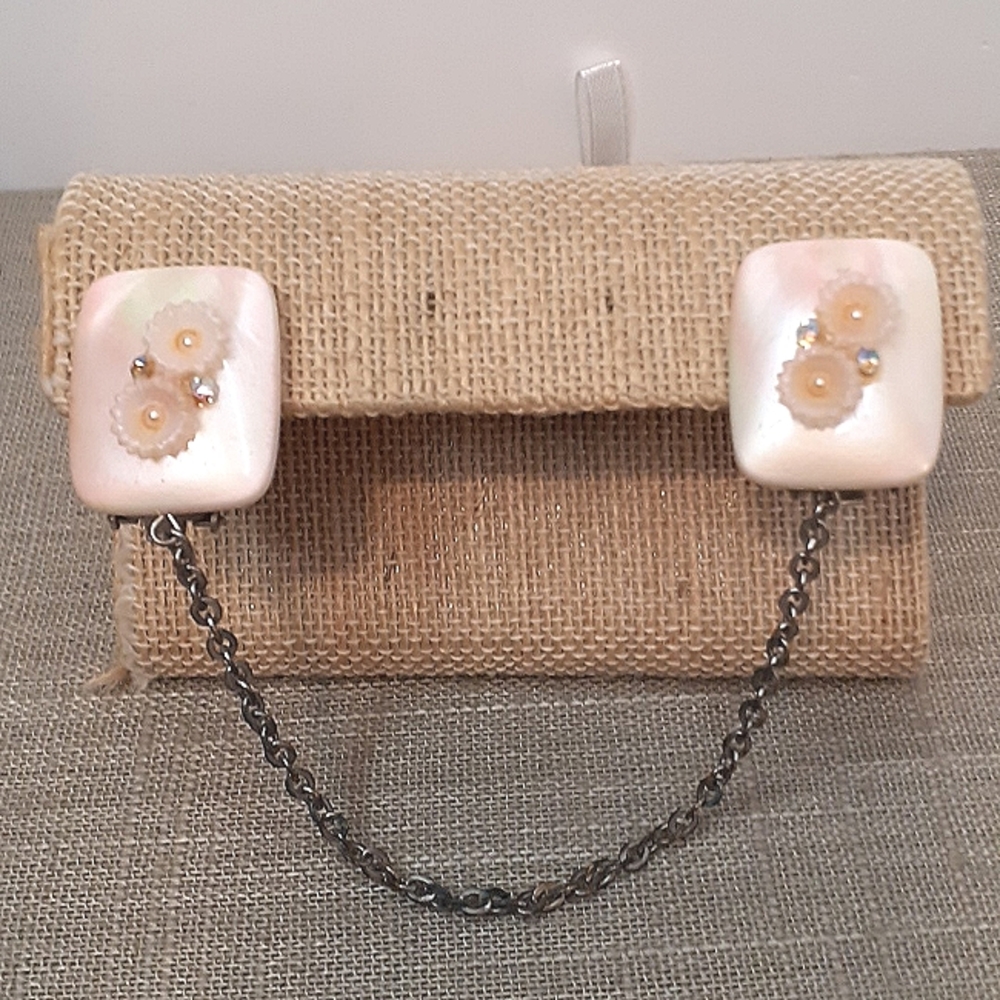 Vintage Pink Plastic Flower Sweater Clasp